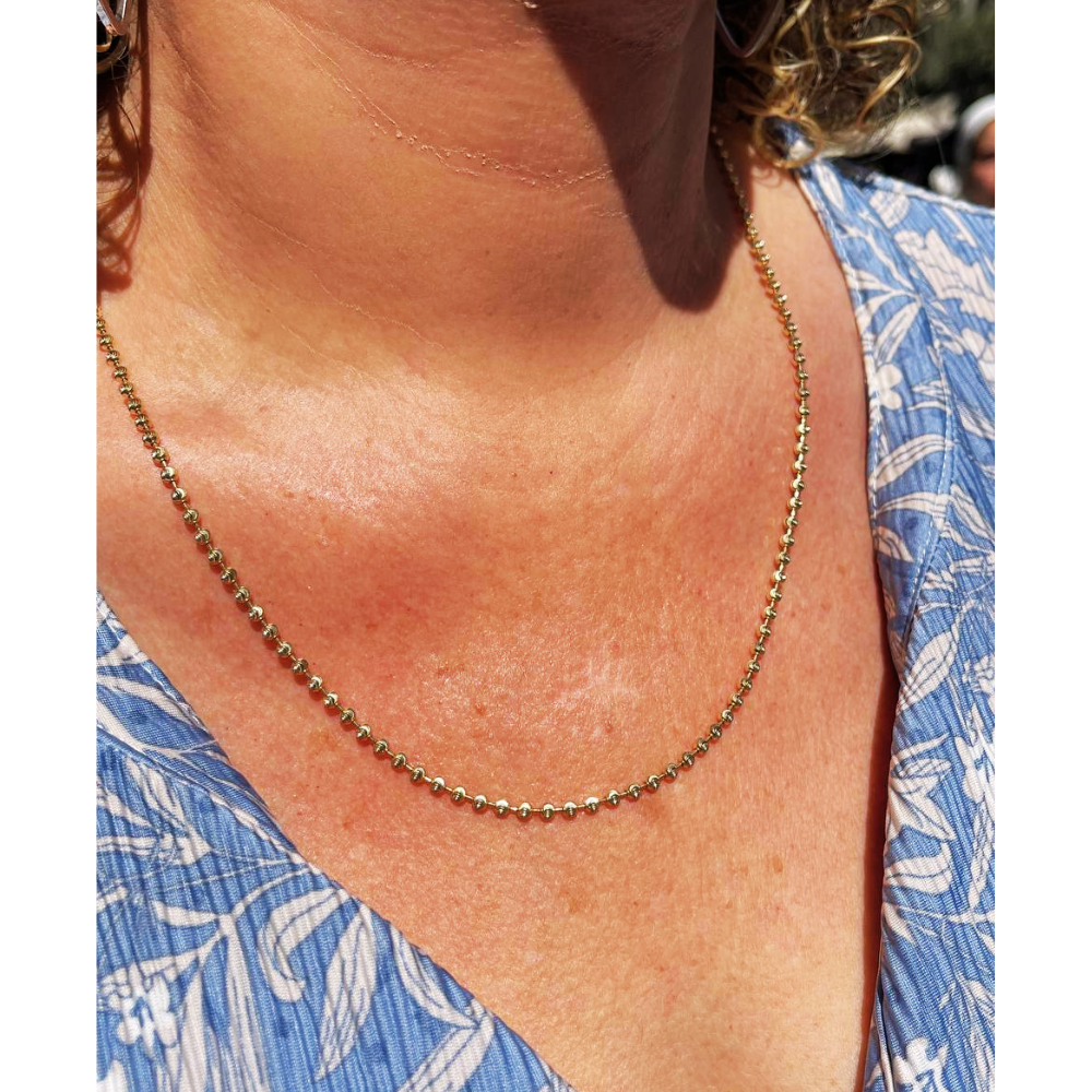 14K Gold Small Diamond Cut Ball Chain - 3 MM