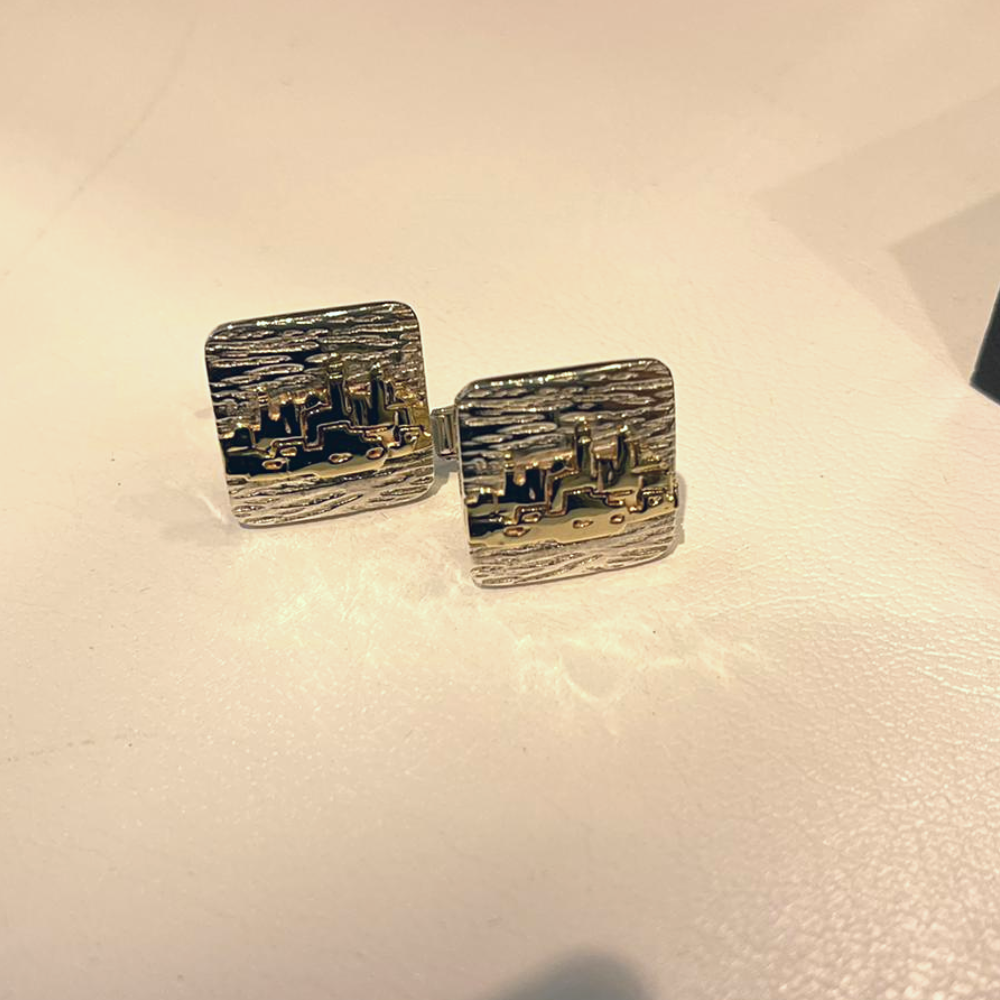 Silver and Gold Jerusalem Square Cufflinks