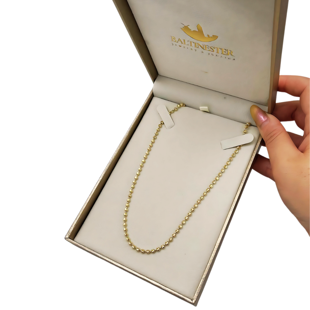 14K Gold Small Diamond Cut Ball Chain - 3 MM