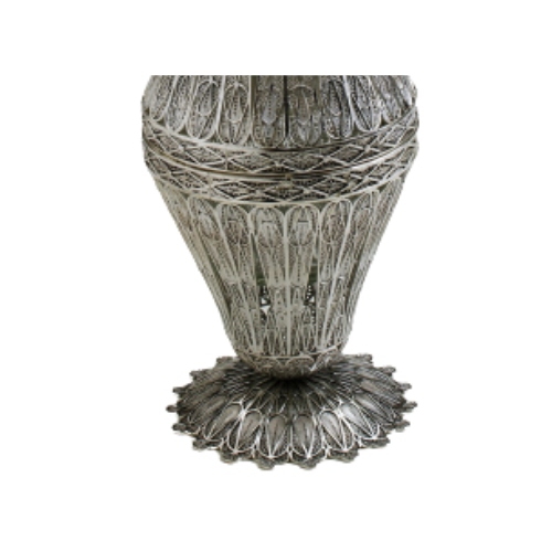 Silver Wine Bottle with Filigree Work