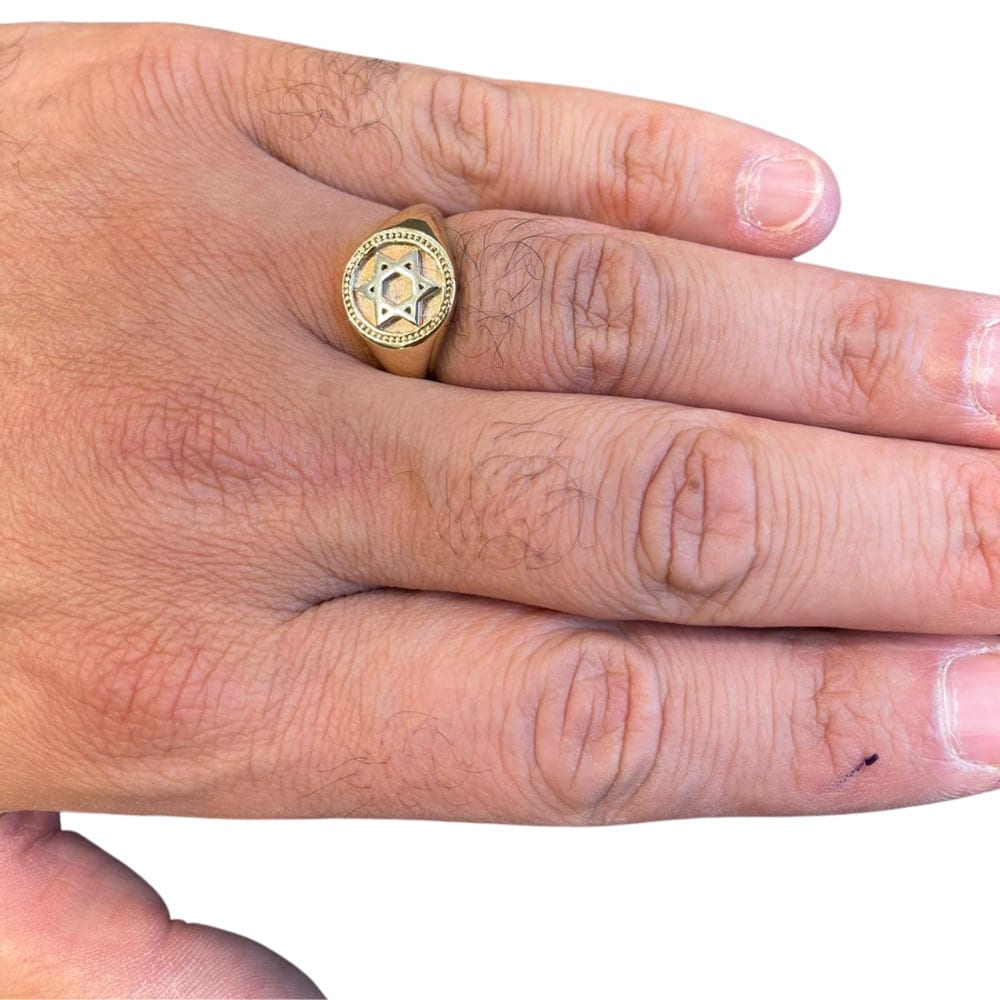 Star of David 14k Yellow and White Gold Signet Ring