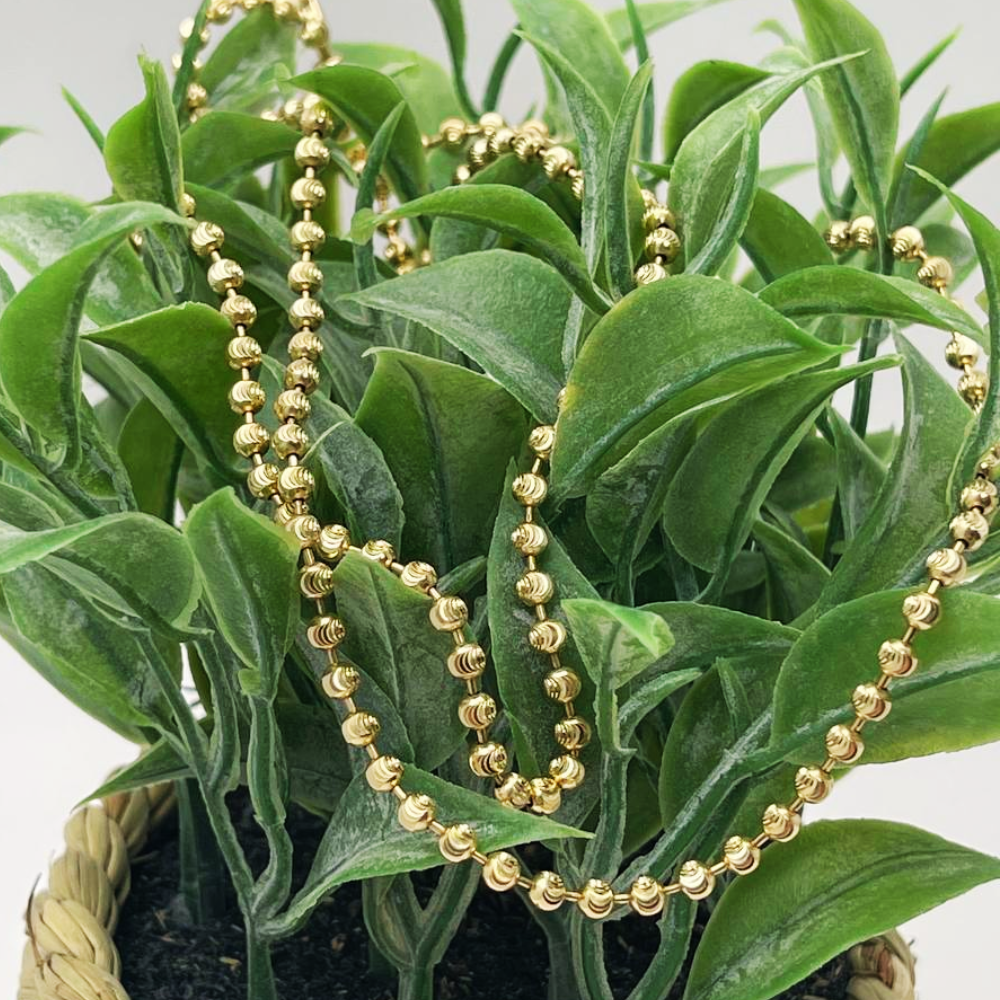 14K Gold Small Diamond Cut Ball Chain - 3 MM