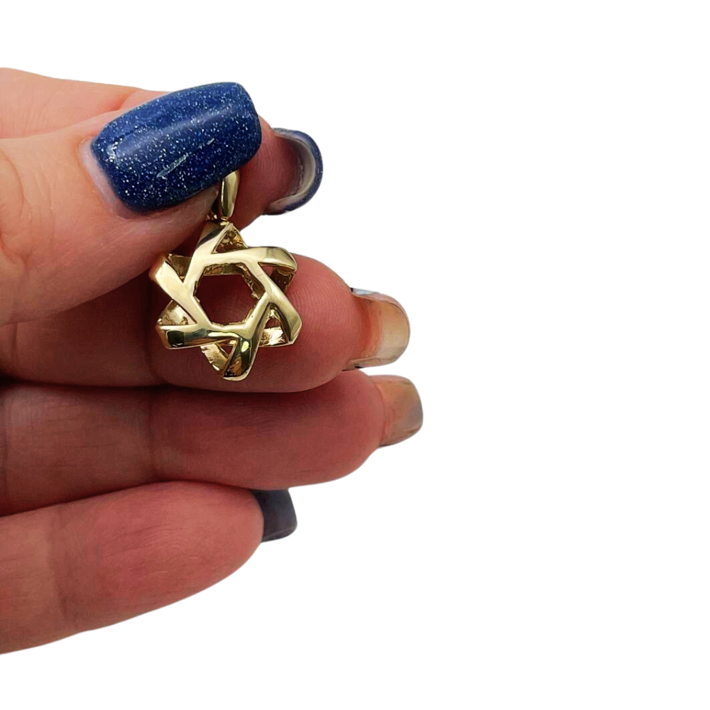Pinwheel Star of David Pendant in 14k Gold