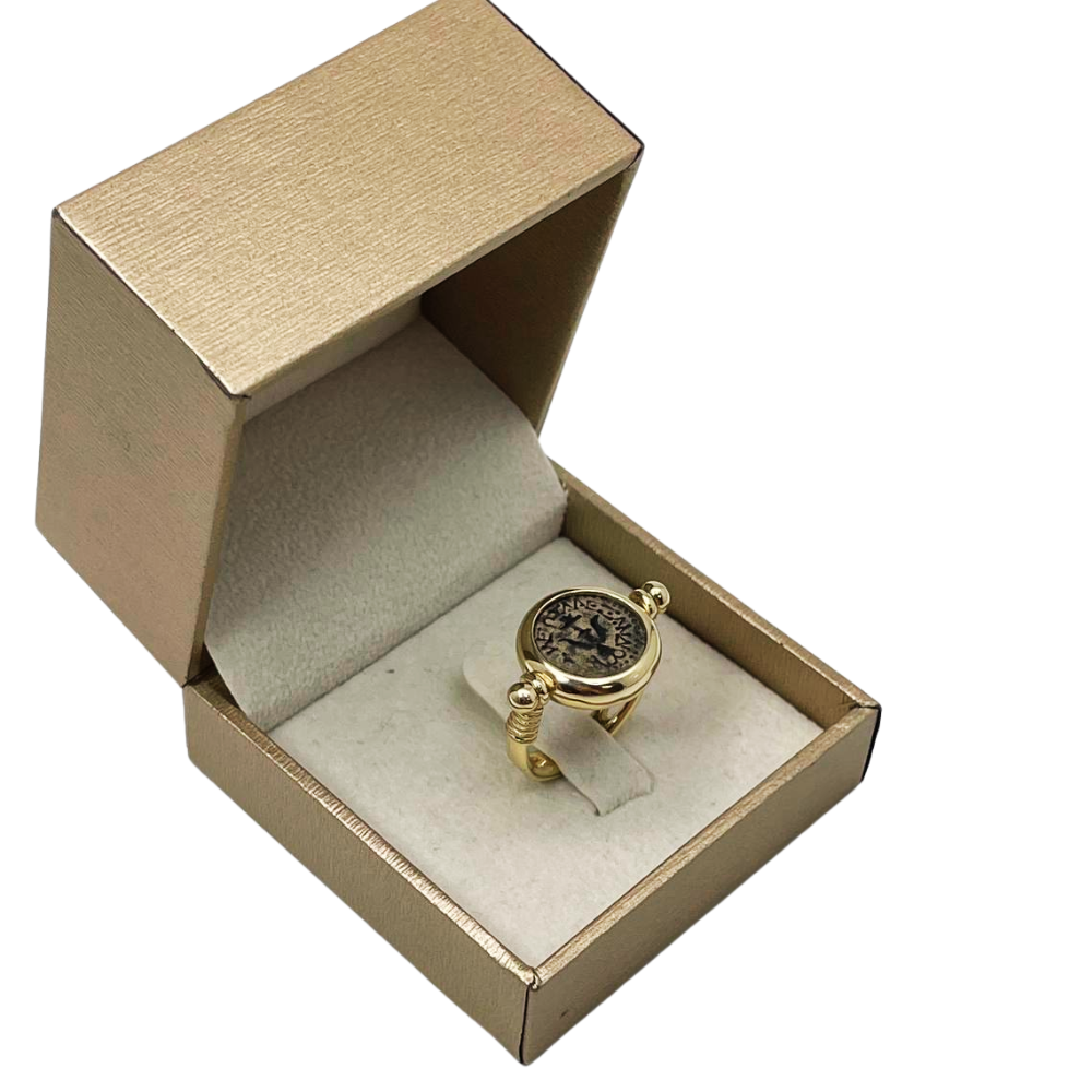 14k Gold Ancient Maccabean Coin (Widow's Mite) Ring-cum-Pendant