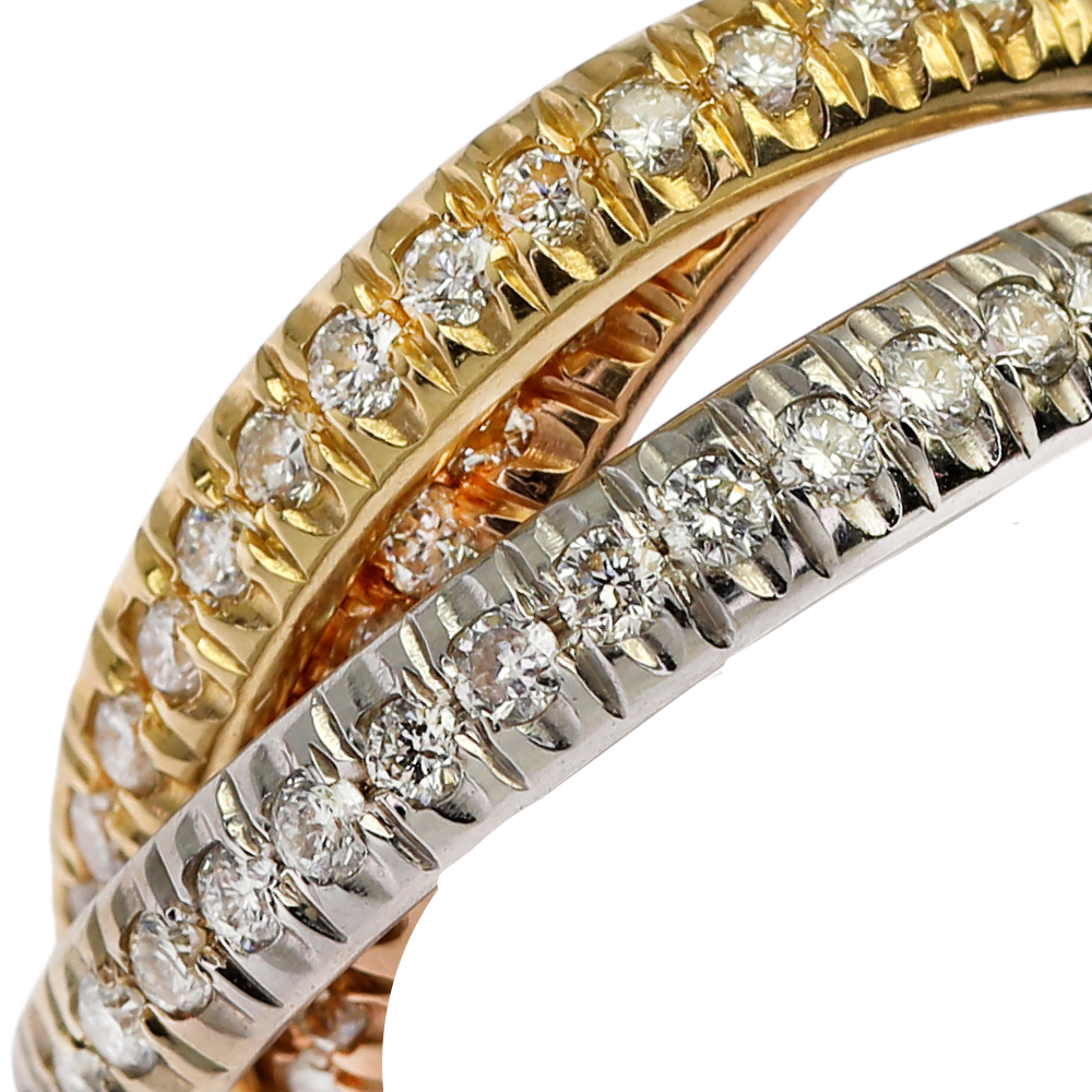 Diamond Interlocking Rolling Eternity Ring in 14K Tri Color Gold