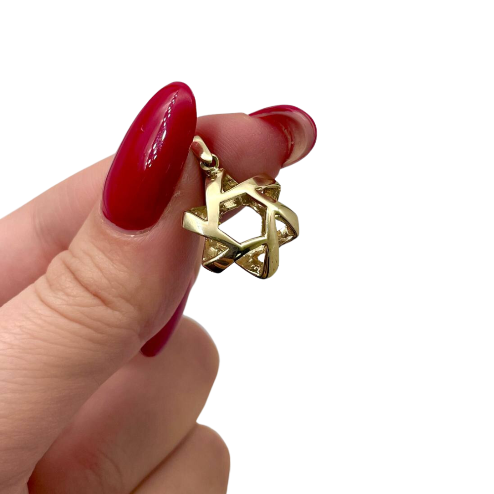 Pinwheel Star of David Pendant in 14k Gold