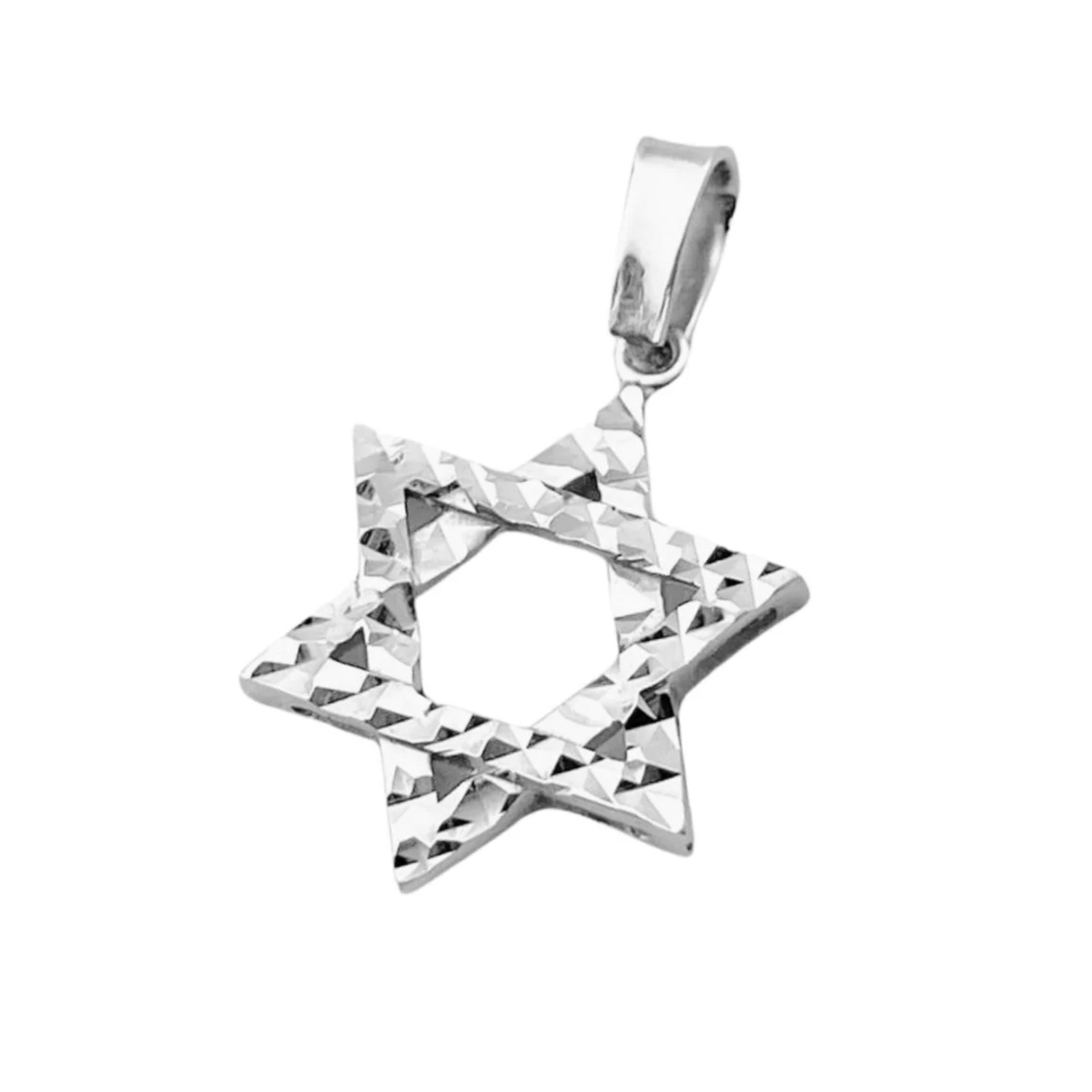 Diamond Cut Star of David Pendant in 14K Gold