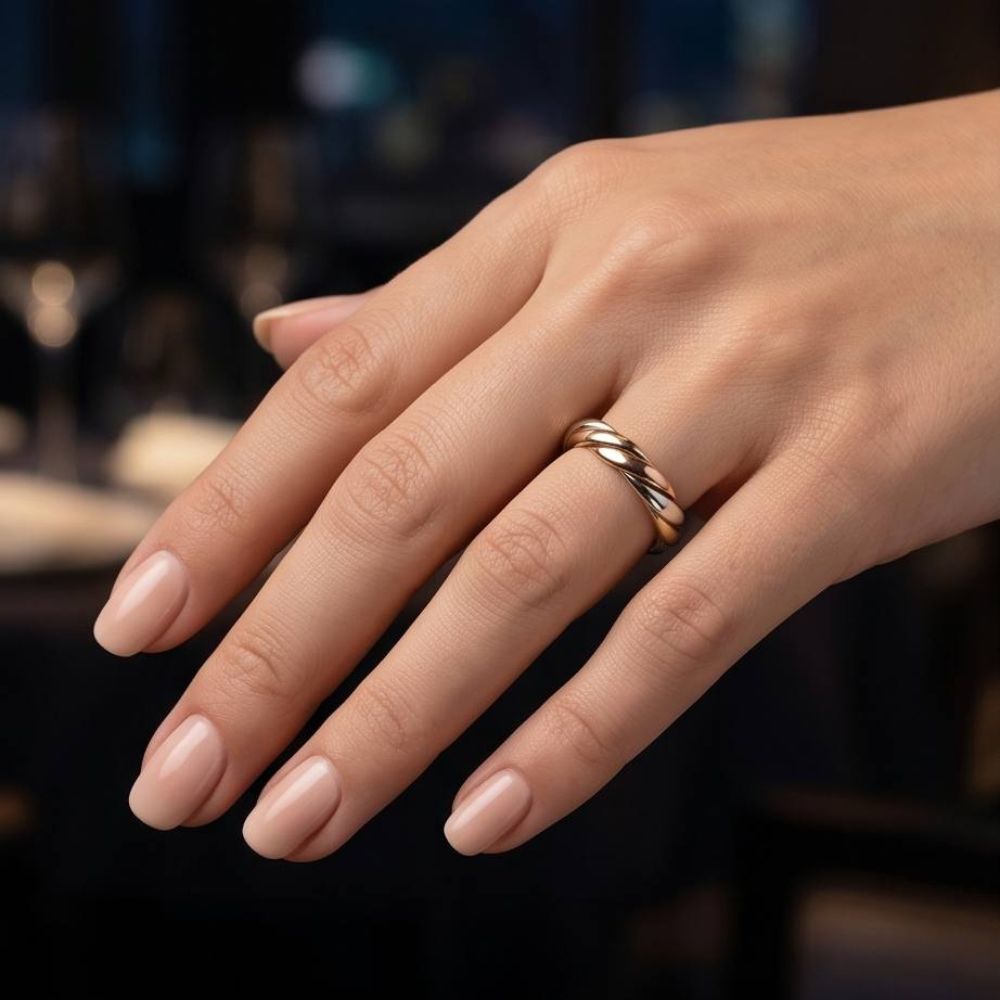 14K Tri-Color Gold Twisted Wedding Ring Braided Band