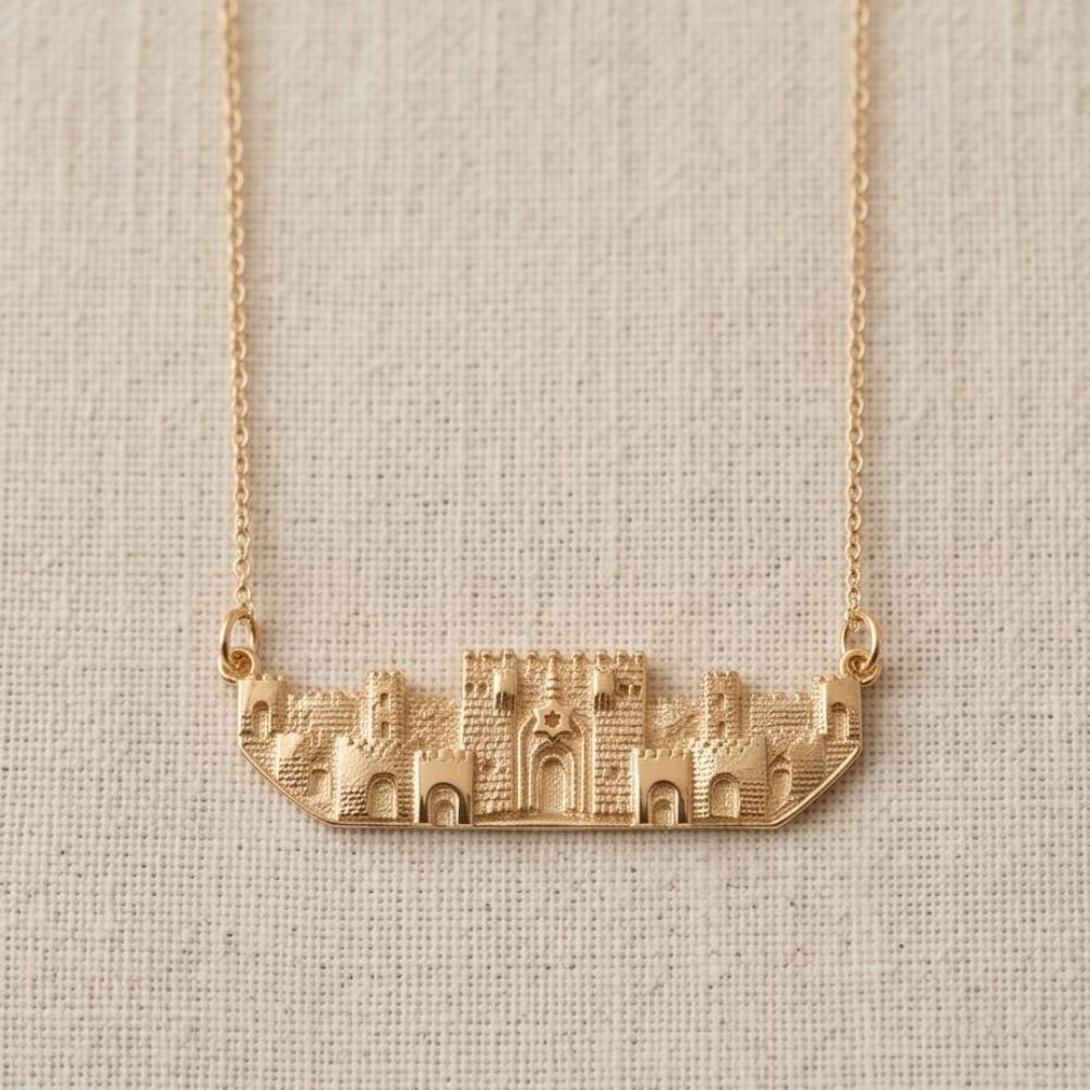 Jerusalem Skyline Necklace in 14K Yellow Gold