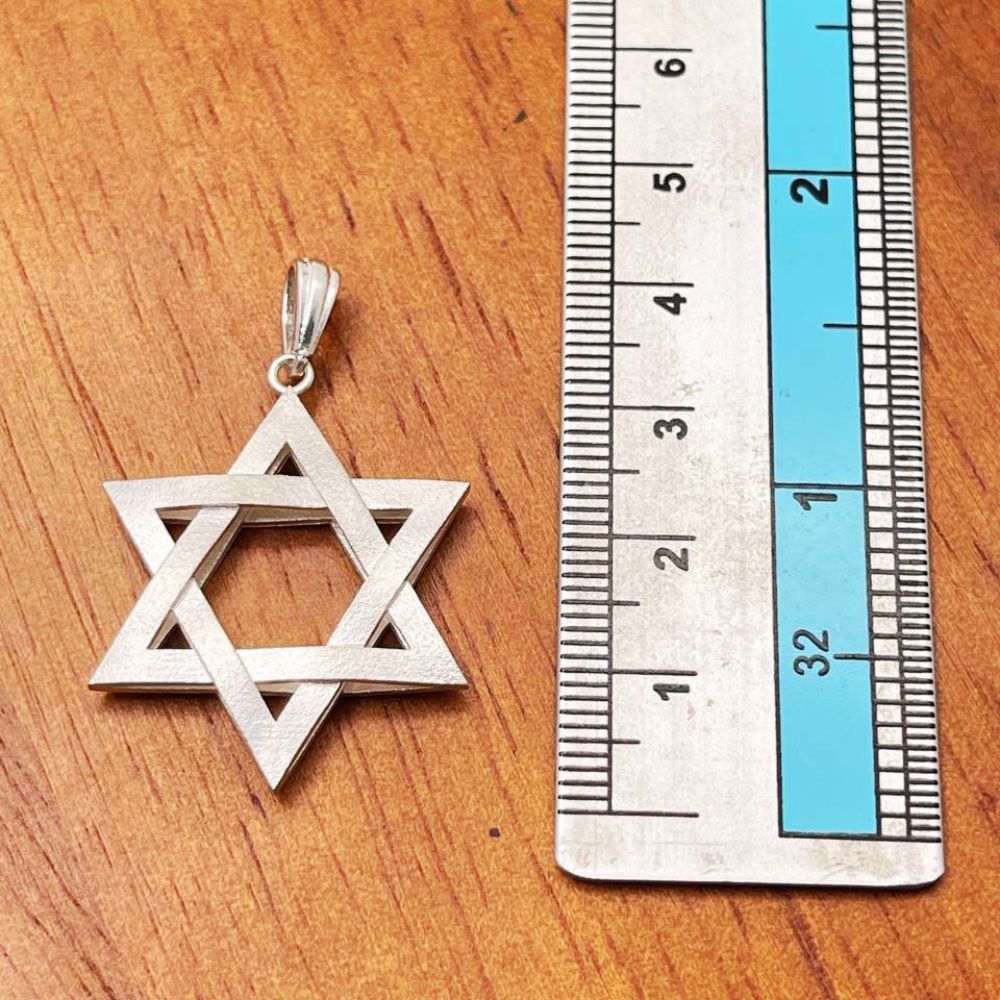 Sterling Silver 3D Star of David Pendant Magen David Charm