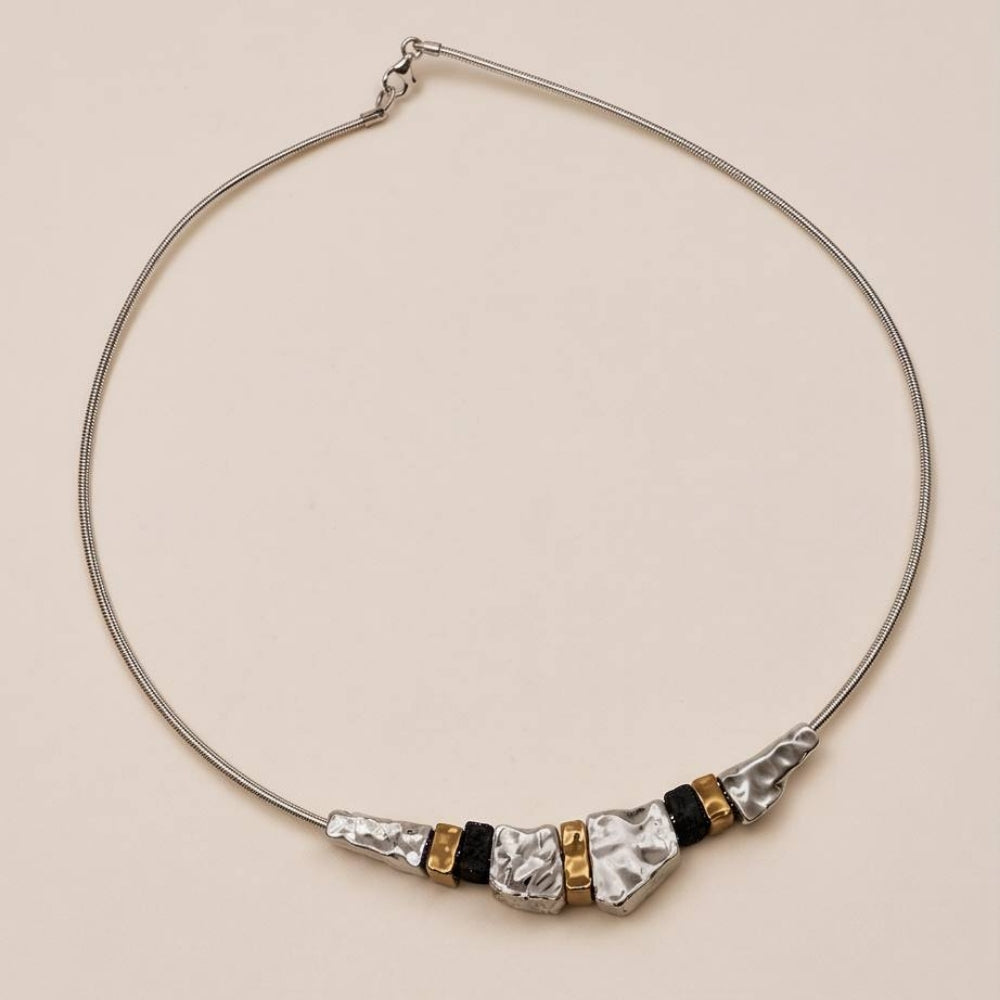 Lightweight Mixed Metal Silver & Gold Plated Statement Necklace