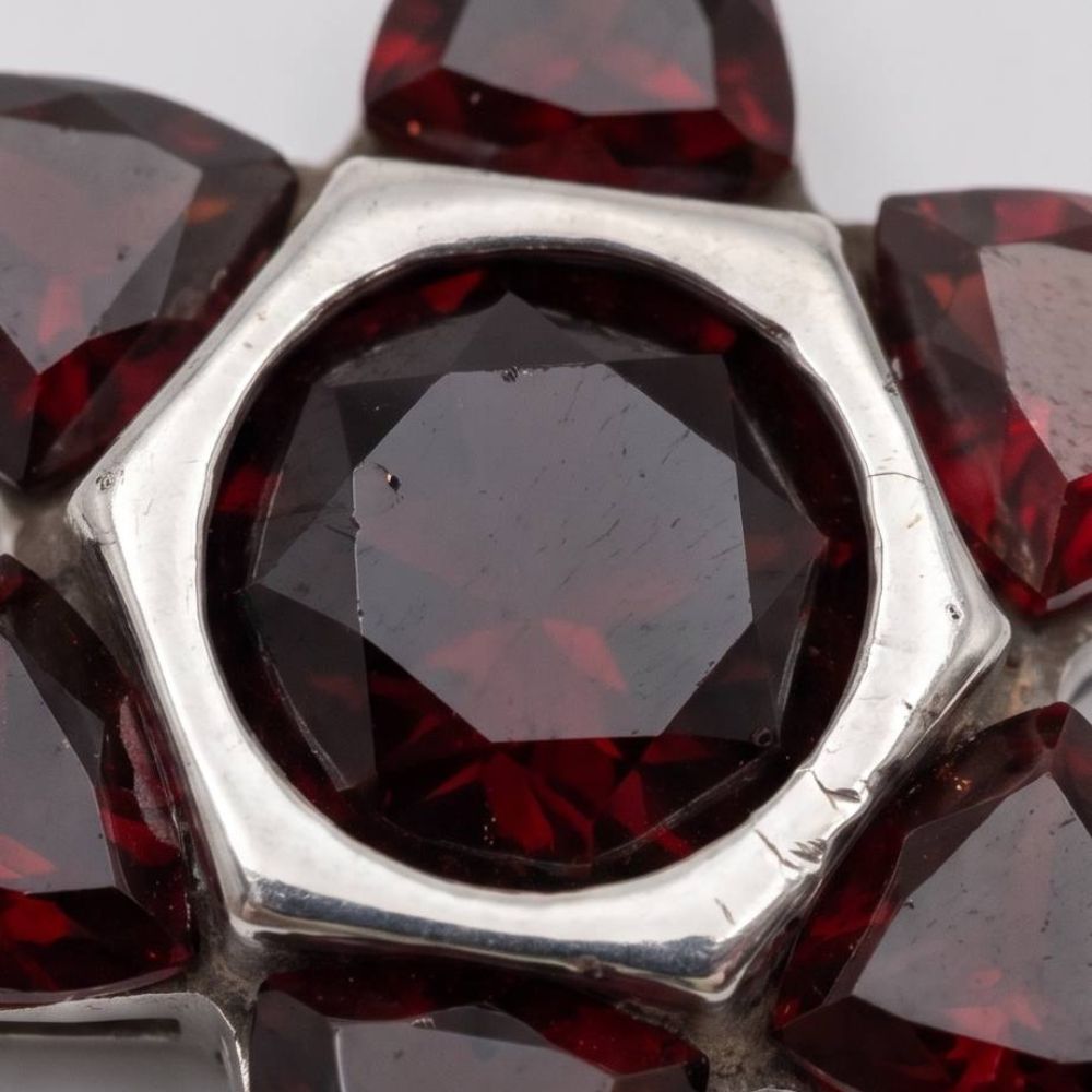 925 Sterling Silver Natural Garnet Star of David Pendant  Magen David Necklace