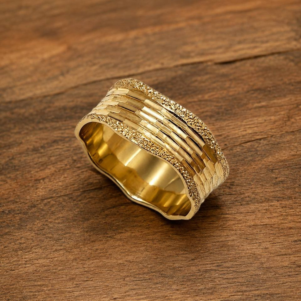 14K Gold Multi-Textured Wedding Ring – 7.5 mm Wide