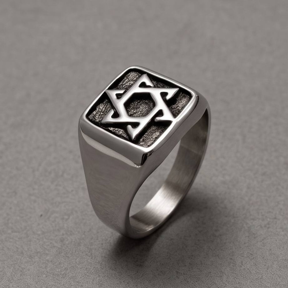 Sterling Silver Star of David Oxidized Ring