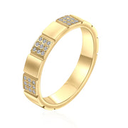 14K Gold Geometric Cube Diamond Wedding Band