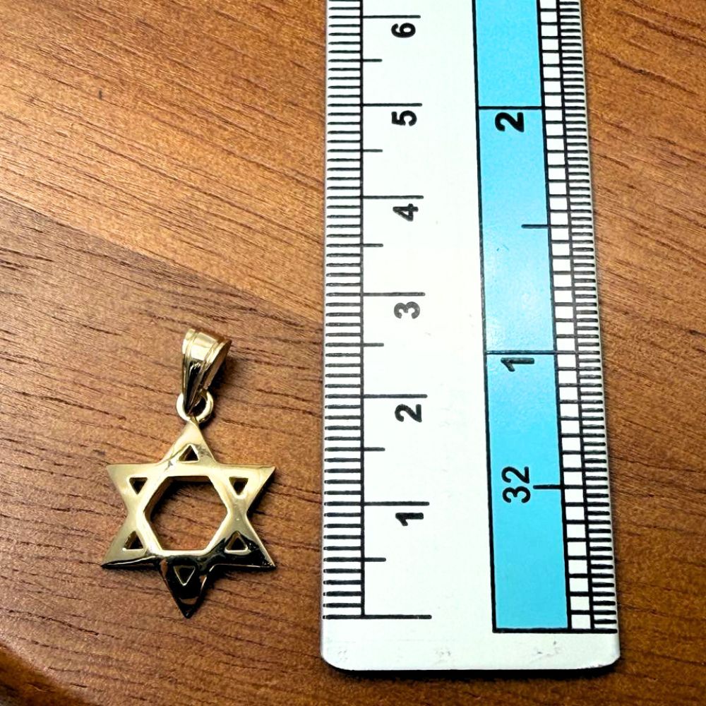 Domed 14k Gold Star of David Pendant in a Shiny Finish