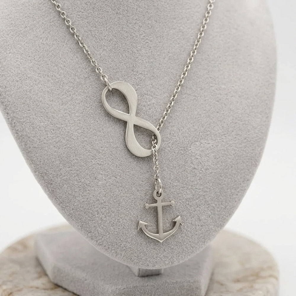 925 Sterling Silver Infinity Anchor Y-Necklace – Lariat Style Nautical Jewelry