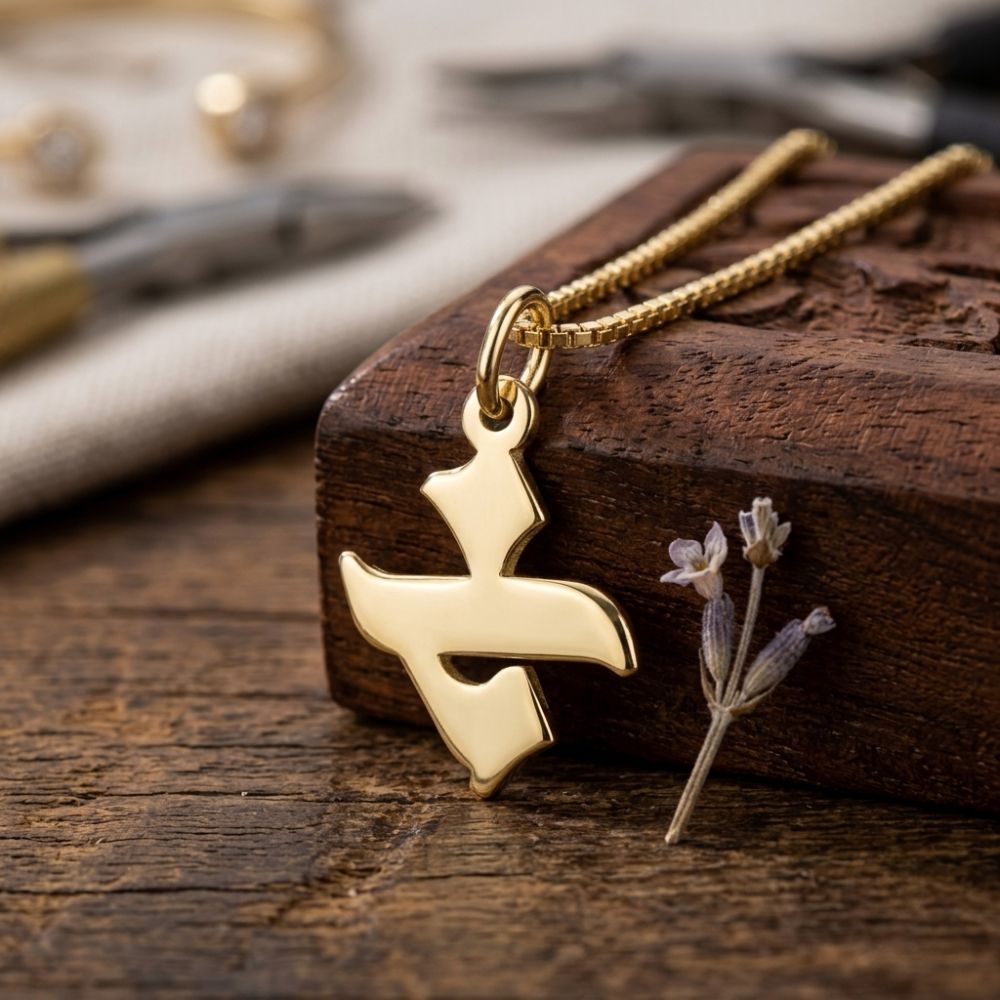 14K Gold Hebrew Letter Initial Necklace with Box Chain