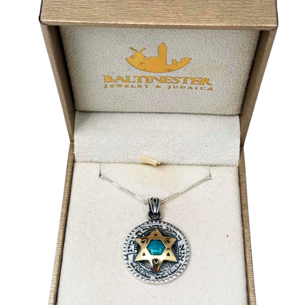 Ana Bekoach Turquoise Pendant Necklace in 925 Sterling Silver & 9K Gold