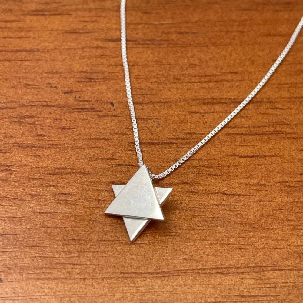 Star of David Necklace in Sterling Silver Movable Triangle