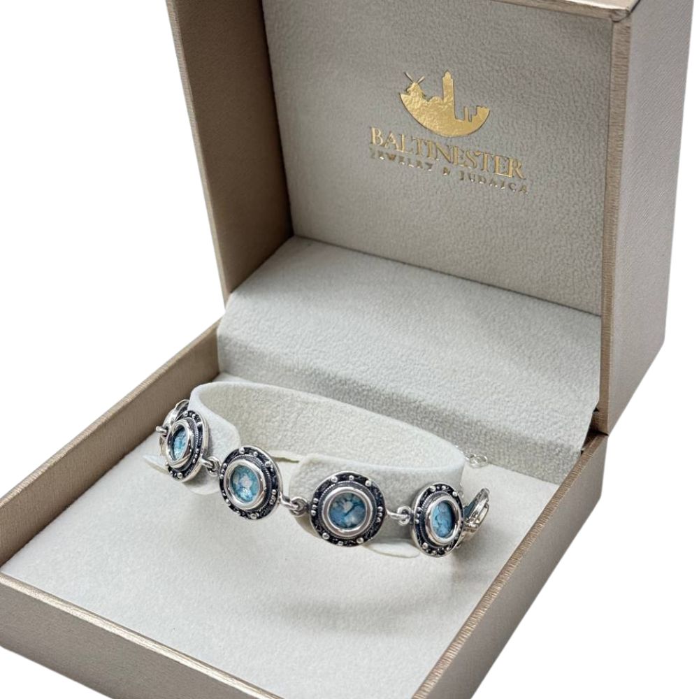 Roman Glass Bracelet in Sterling Silver