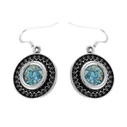 Oxidized Silver Yemenite Roman Glass Earrings