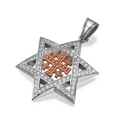 Star of David with Jerusalem Cross Pendant in 14K Gold
