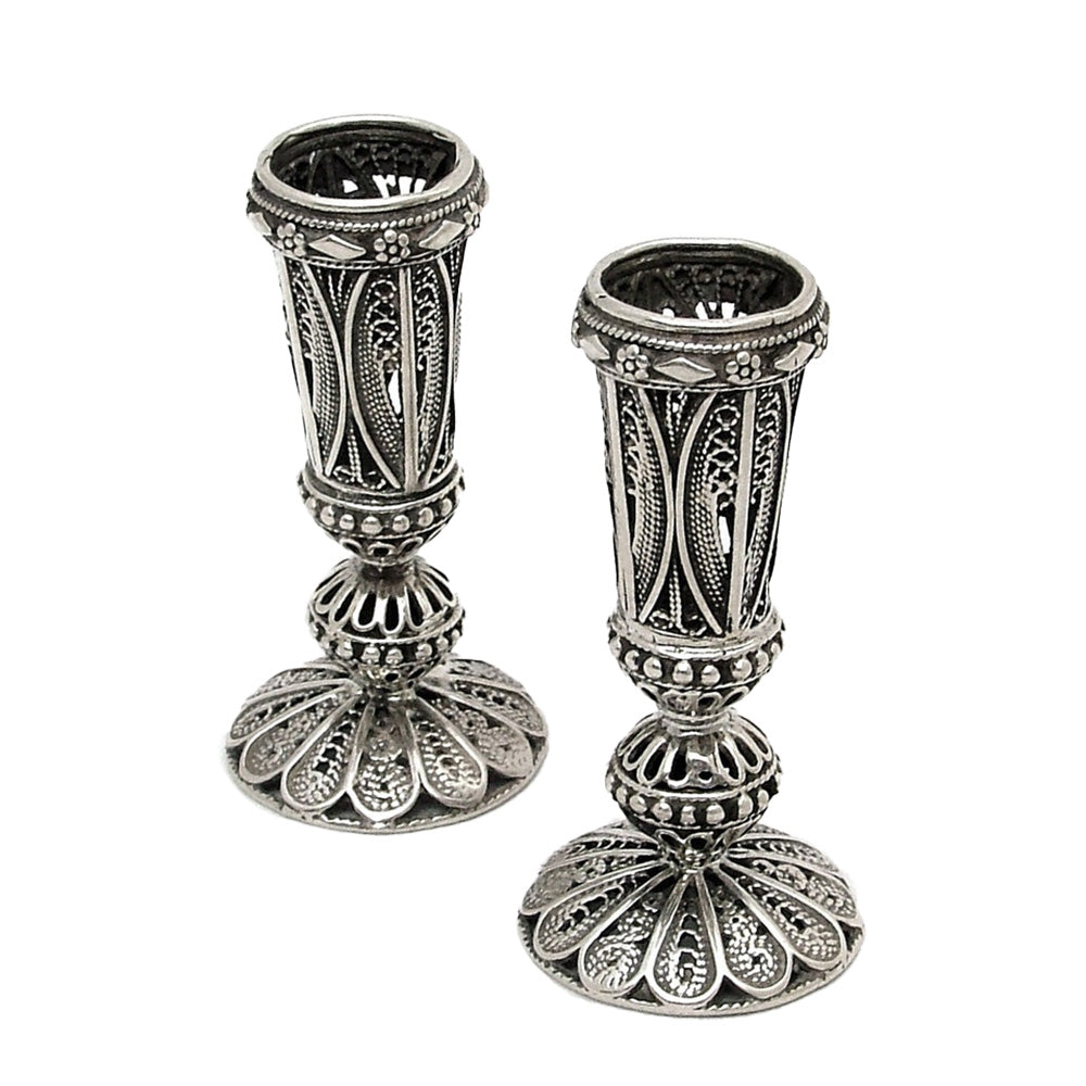 Sterling Silver candlestick - Filigree Set of 2