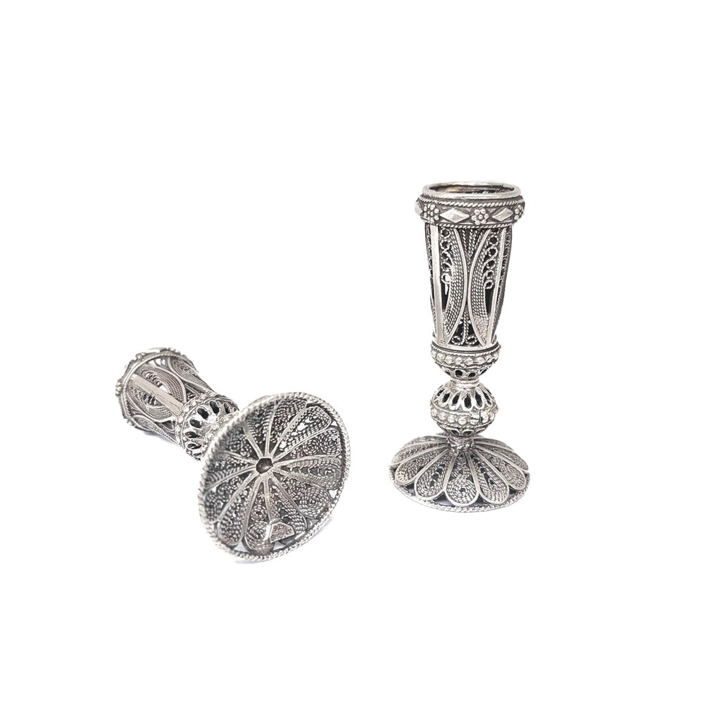 Sterling Silver candlestick - Filigree Set of 2