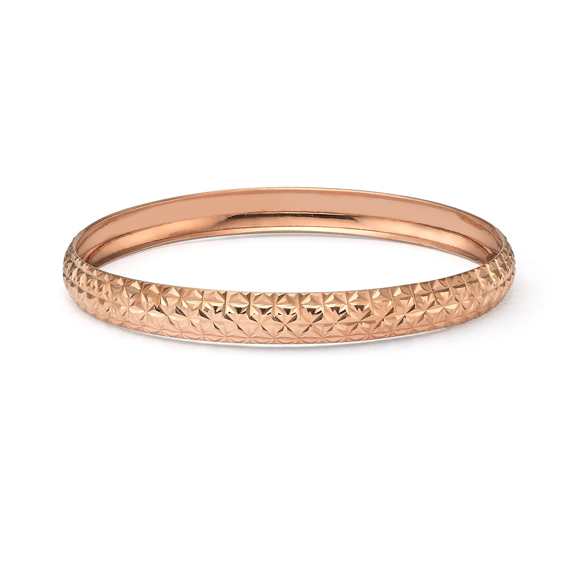 Diamond Cut Broad Bangle Bracelet in 14k Gold