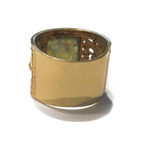 Roman Glass Ring - 14k Gold Square