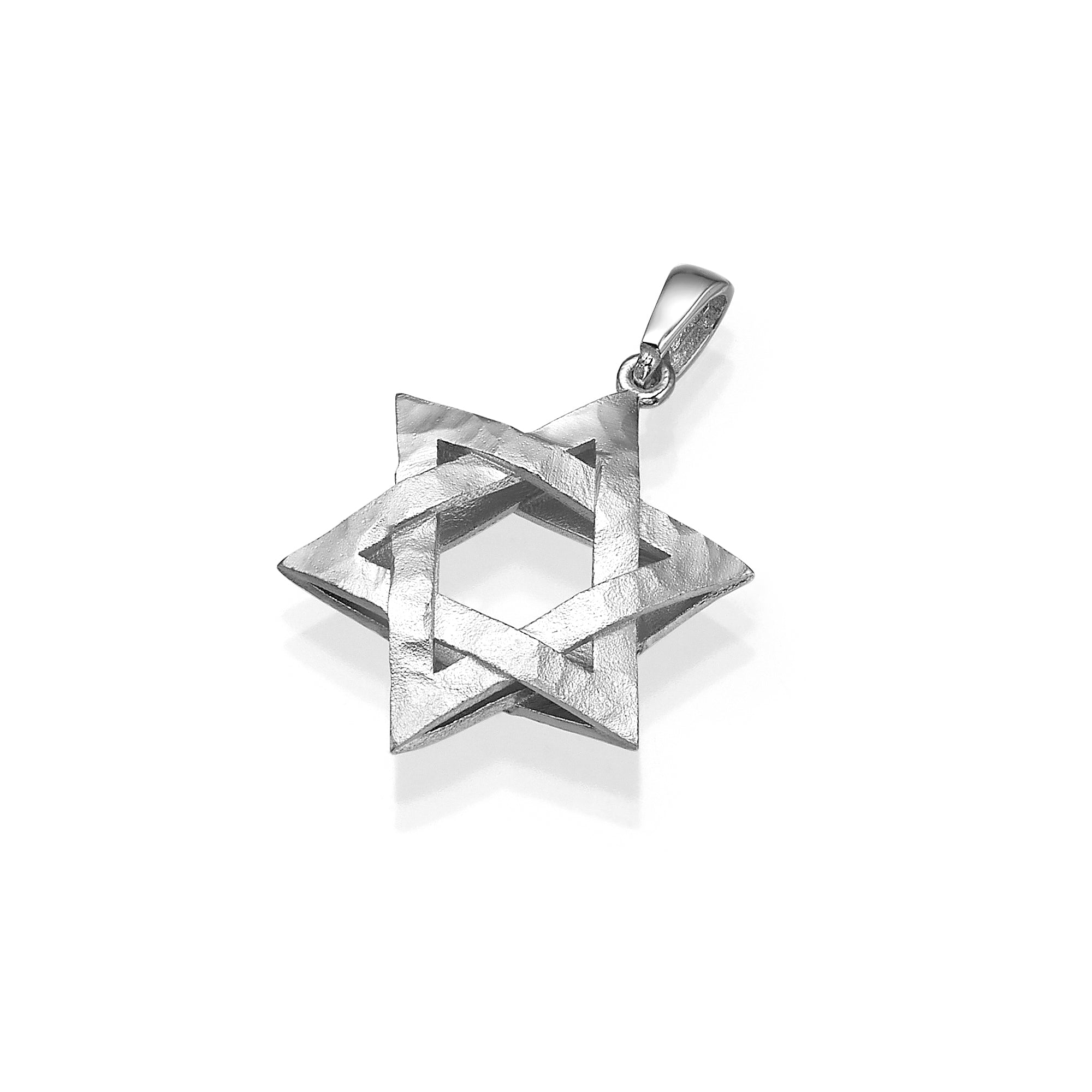 Star of David Textured Interwoven 3D Pendant in 14K Gold