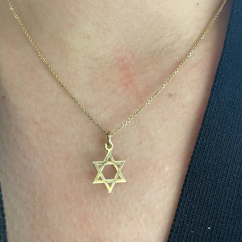 14k Gold Classic Star of David Charm Pendant