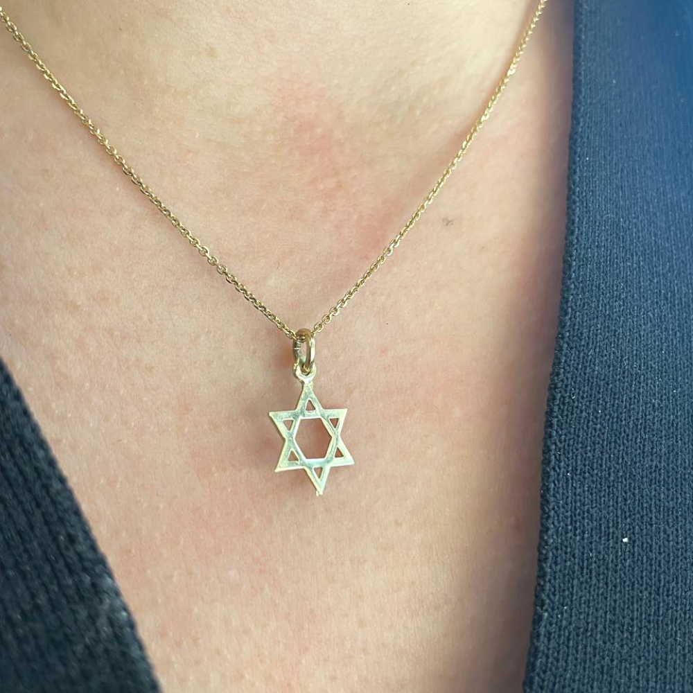 14k Gold Classic Star of David Charm Pendant