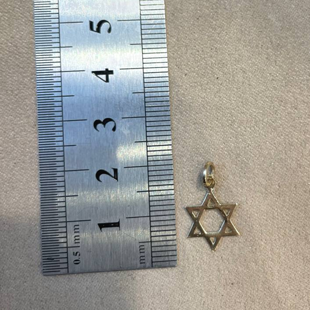 14k Gold Classic Star of David Charm Pendant