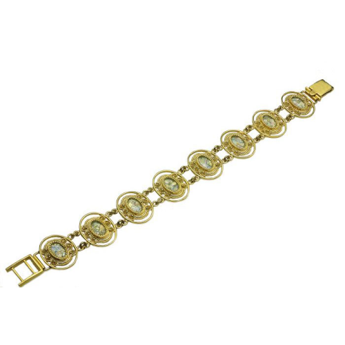 14k Gold Roman Glass Yemenite Bracelet