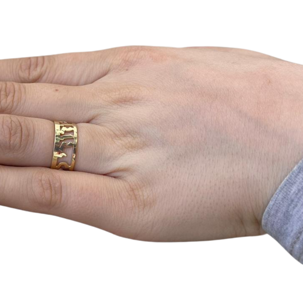 14k Gold Cutout Ani L'dodi Hebrew Wedding Ring