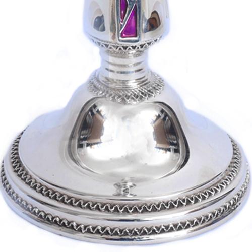 Silver Enamel Candle Holders
