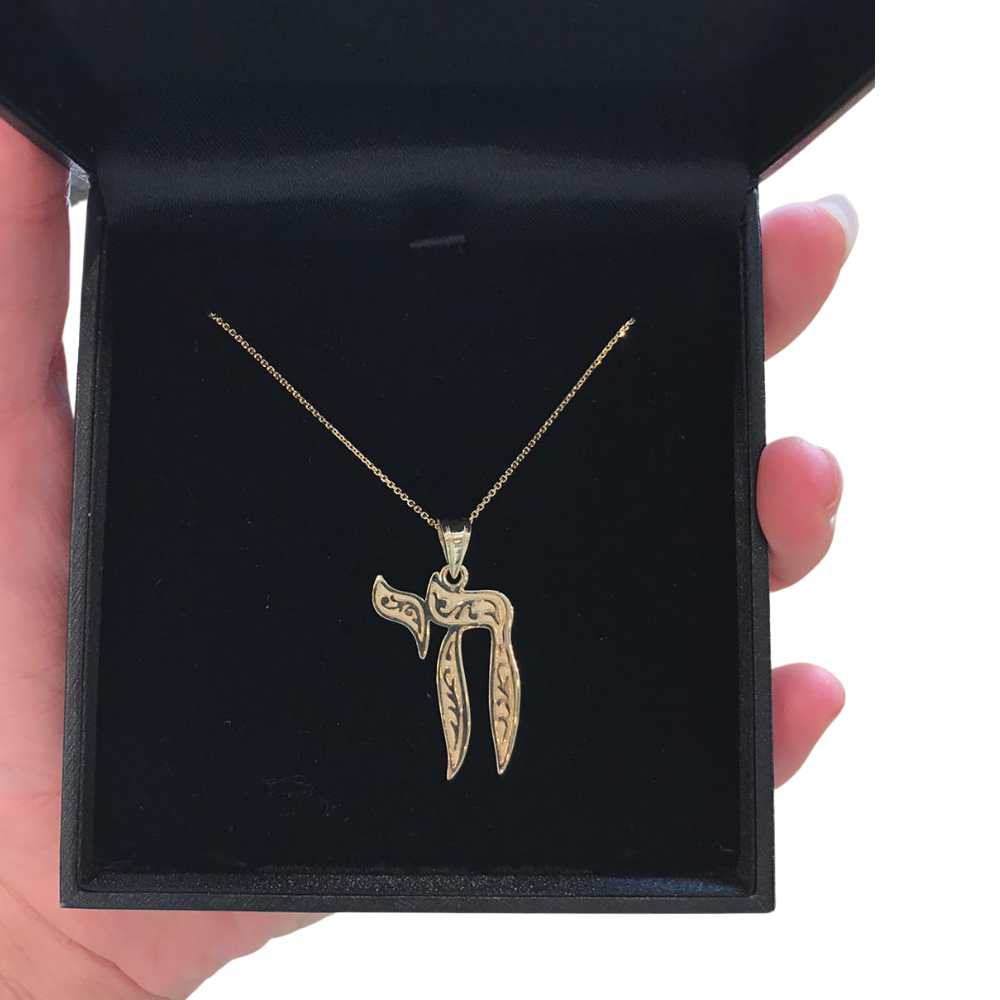 Embellished Chai 14k Yellow Gold Pendant