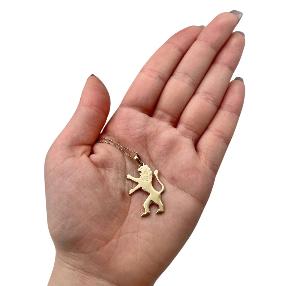 14K Gold Large Lion of Judah Pendant