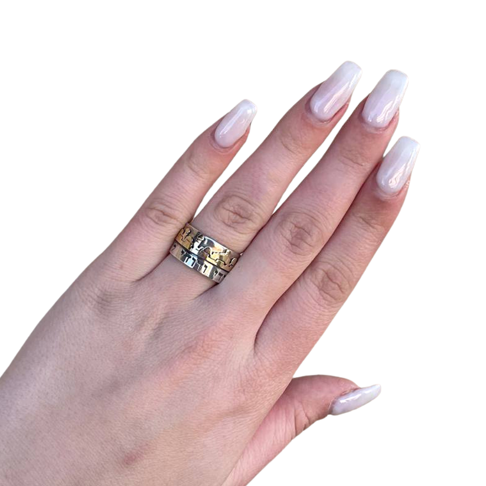 Jerusalem Ani L'Dodi Ring in Silver and Gold