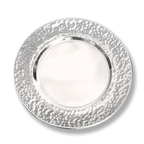 Silver Hammered Kiddush Plate