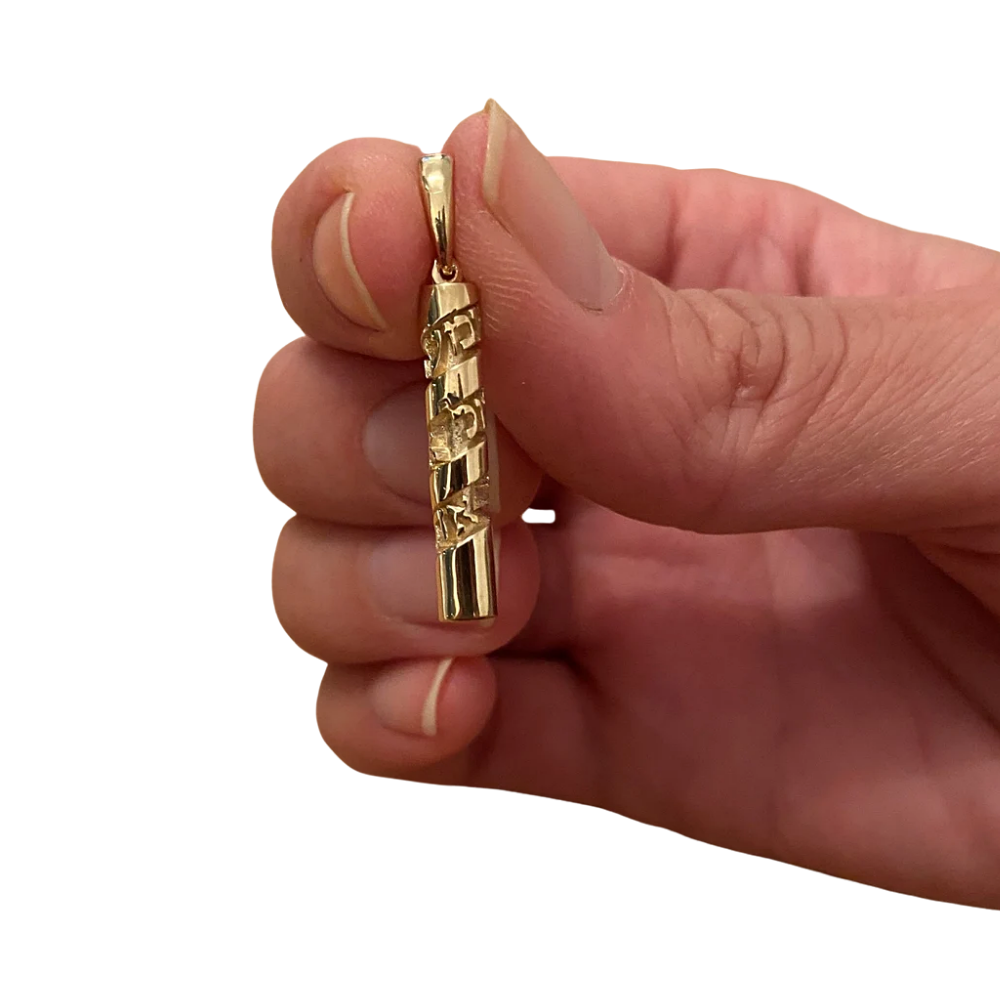 Mezuzah Pendant with Shema Yisrael in 14K Gold