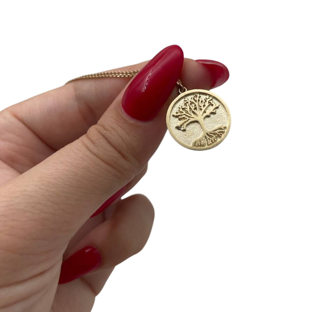 Tree of Life Round Pendant in 14K Gold