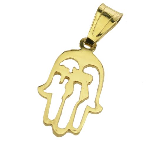 Chai Hamsa Pendant in 14K Gold