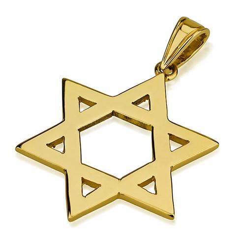 14k Gold Classic Flat Star of David Pendant