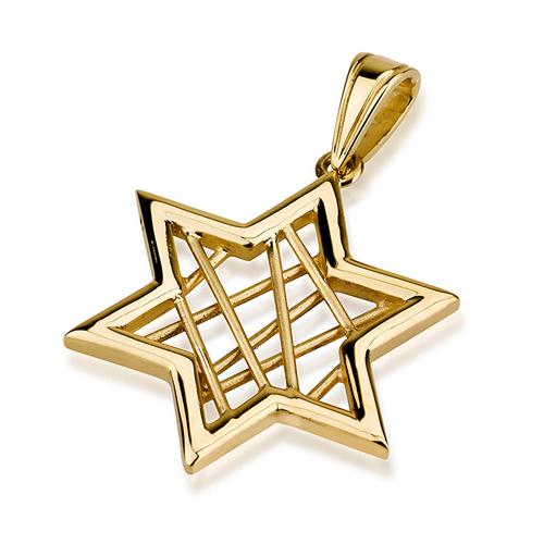 14k Gold Modern Wired Star of David Pendant