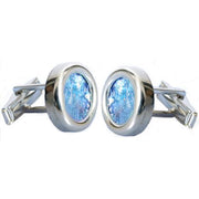 Sterling Silver Classic Round Roman Glass Cufflinks