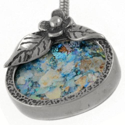 Oval Flower Roman Glass Earrings