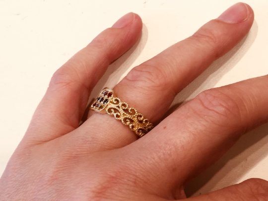 Choshen Filigree 12 Precious Stones 14k Gold Ring